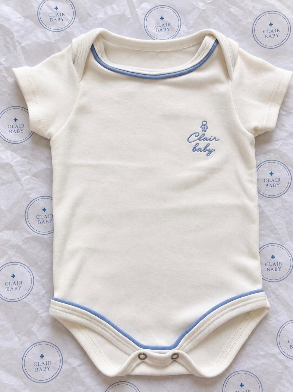 Body bicolor Clair Baby com detalhe azul