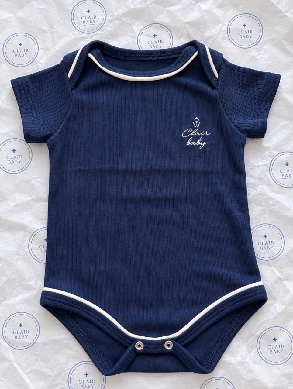 Body marinho Clair Baby com detalhes claros